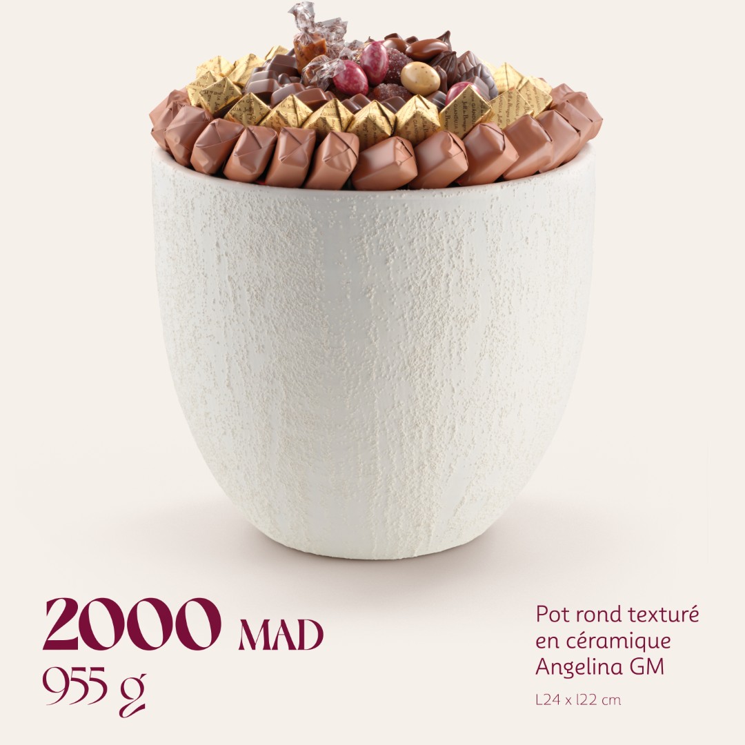 Pot rond texturé en céramique Angelina